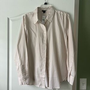 Ann Taylor Cream Striped Dress Shirt